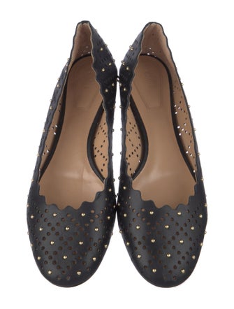 Chloé Leather Studded Accents Ballet Flats