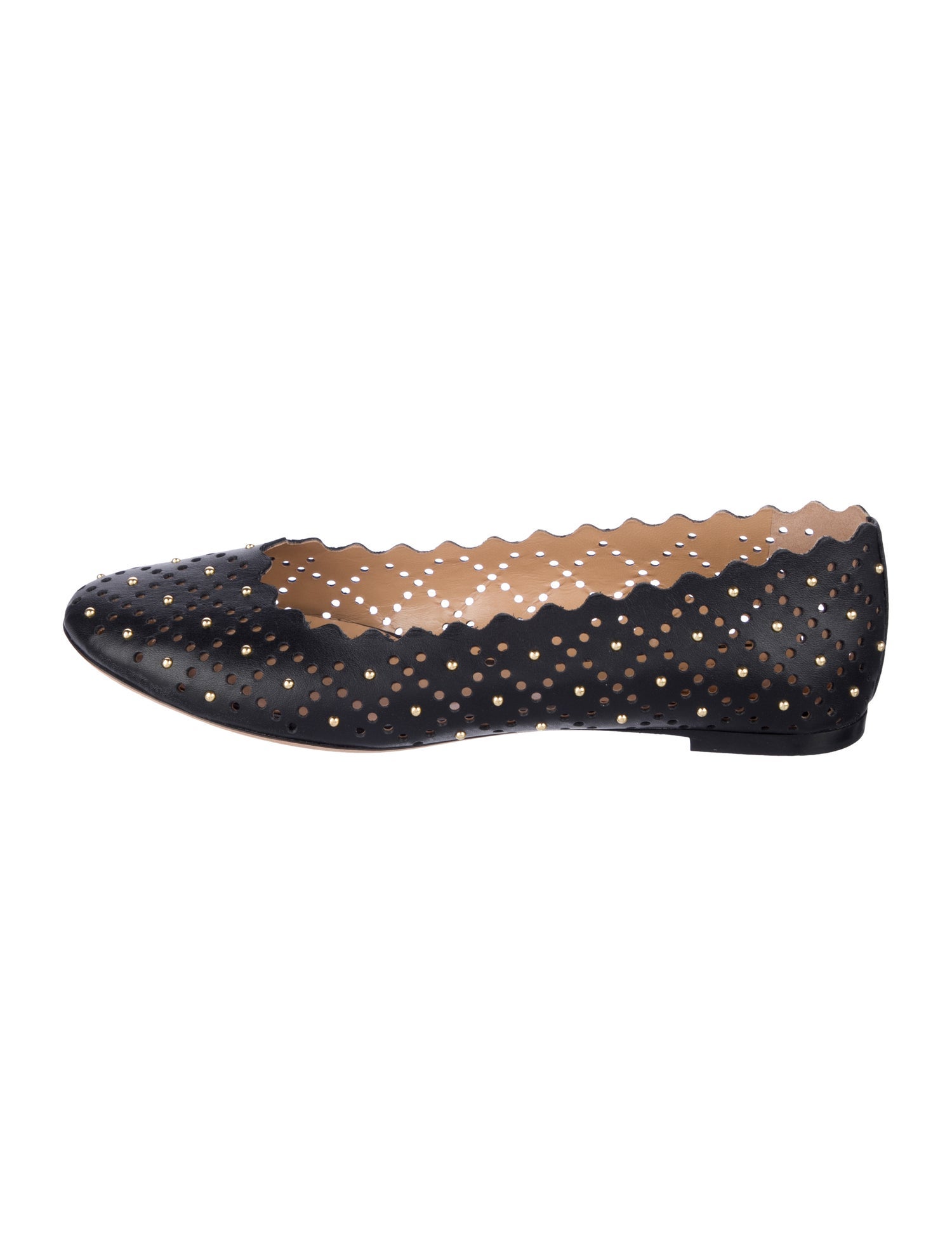 Chloé Leather Lasercut Accents Ballet Flats