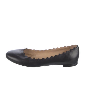 Chloé Leather Scalloped Accent Ballet Flats