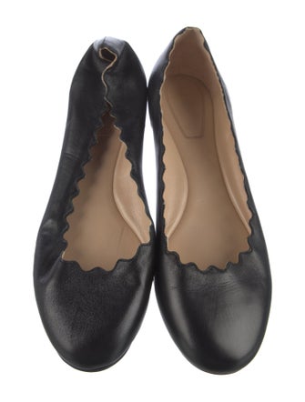 Chloé Leather Scalloped Accent Ballet Flats