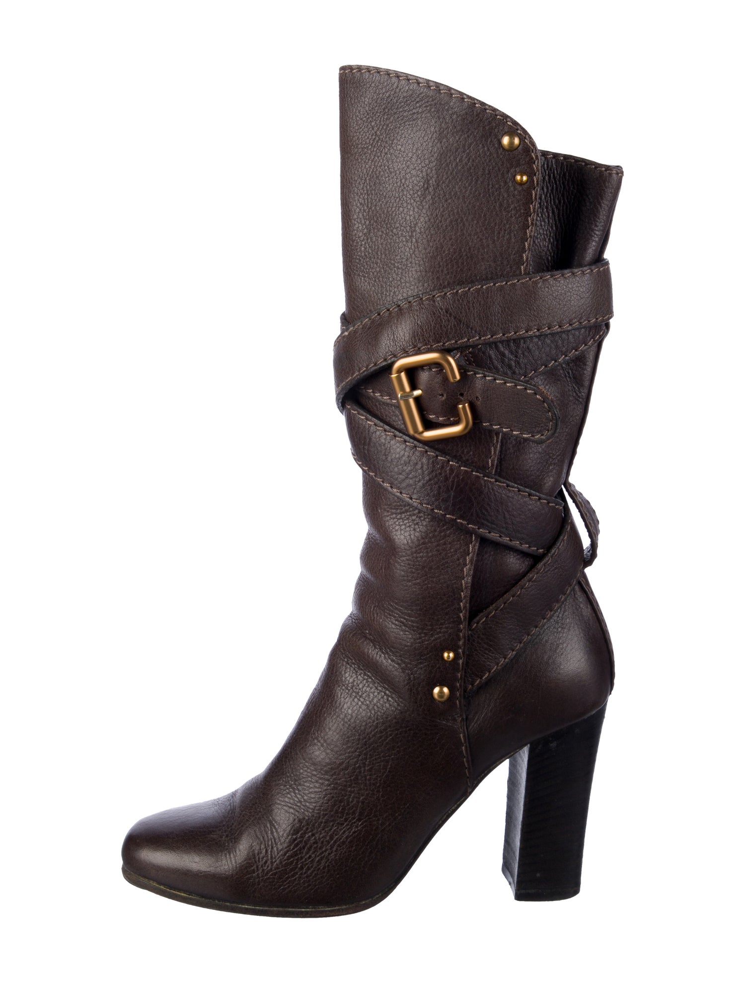 Chloé Leather Studded Accents Boots