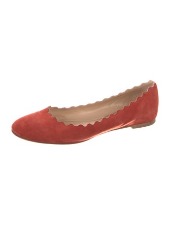 Chloé Suede Scalloped Accent Ballet Flats