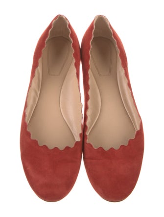 Chloé Suede Scalloped Accent Ballet Flats