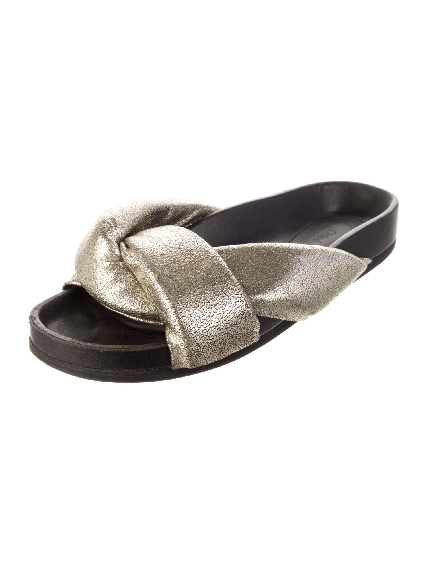 Chloé Leather Colorblock Pattern Slides