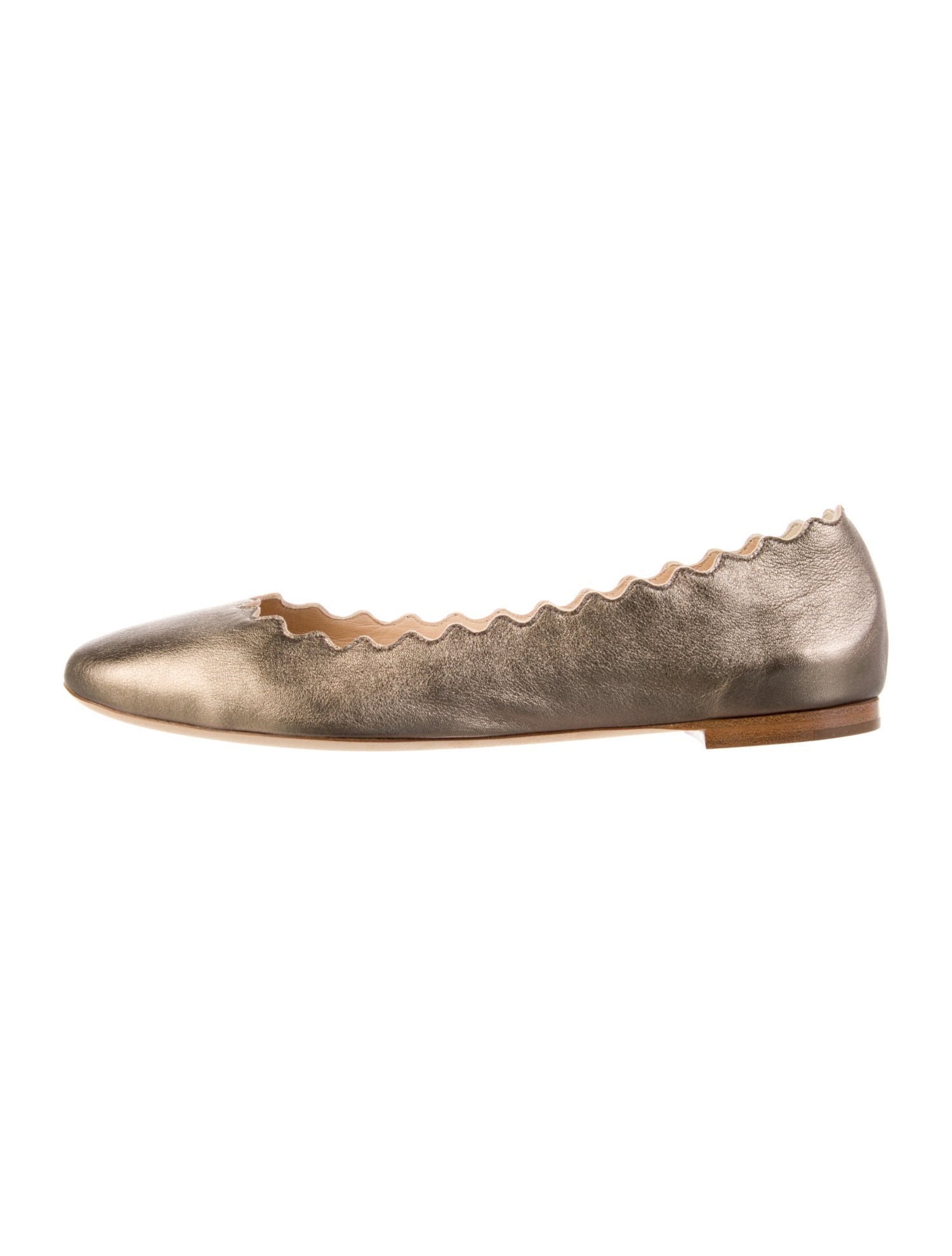 Chloé Leather Scalloped Accent Ballet Flats