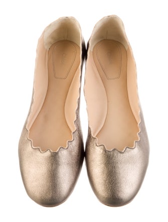 Chloé Leather Scalloped Accent Ballet Flats
