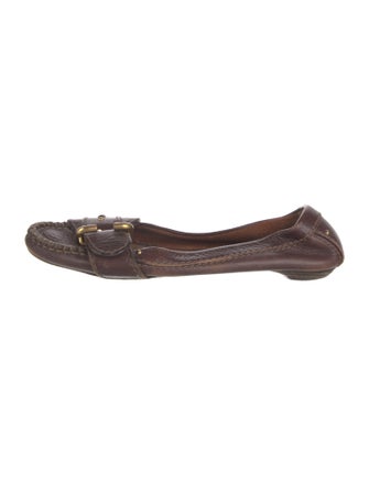 Chloé Leather Whipstitch Trim Ballet Flats
