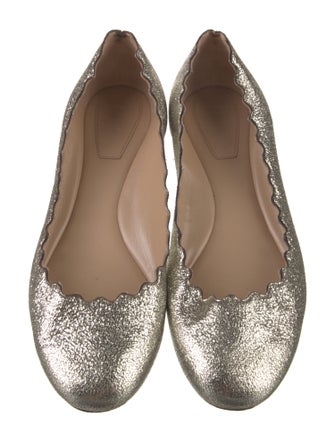 Chloé Leather Glitter Accents Ballet Flats