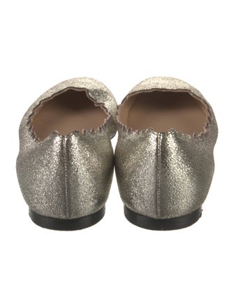 Chloé Leather Glitter Accents Ballet Flats