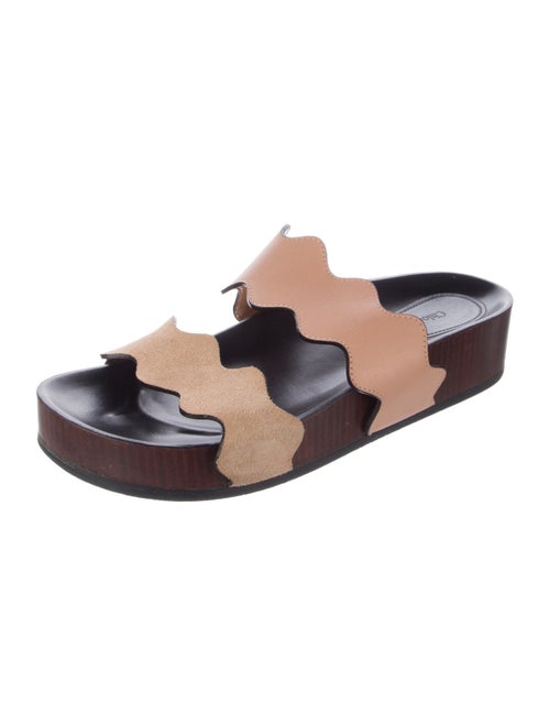 Chloé Leather Scalloped Accent Slides