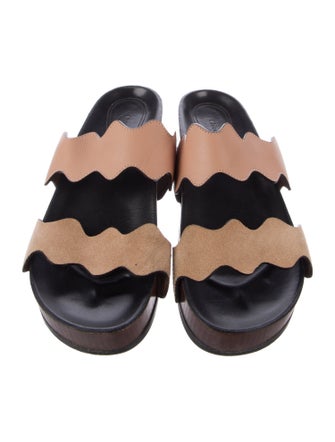 Chloé Leather Scalloped Accent Slides