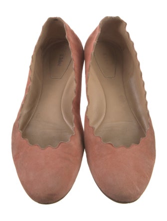 Chloé Suede Scalloped Accent Ballet Flats