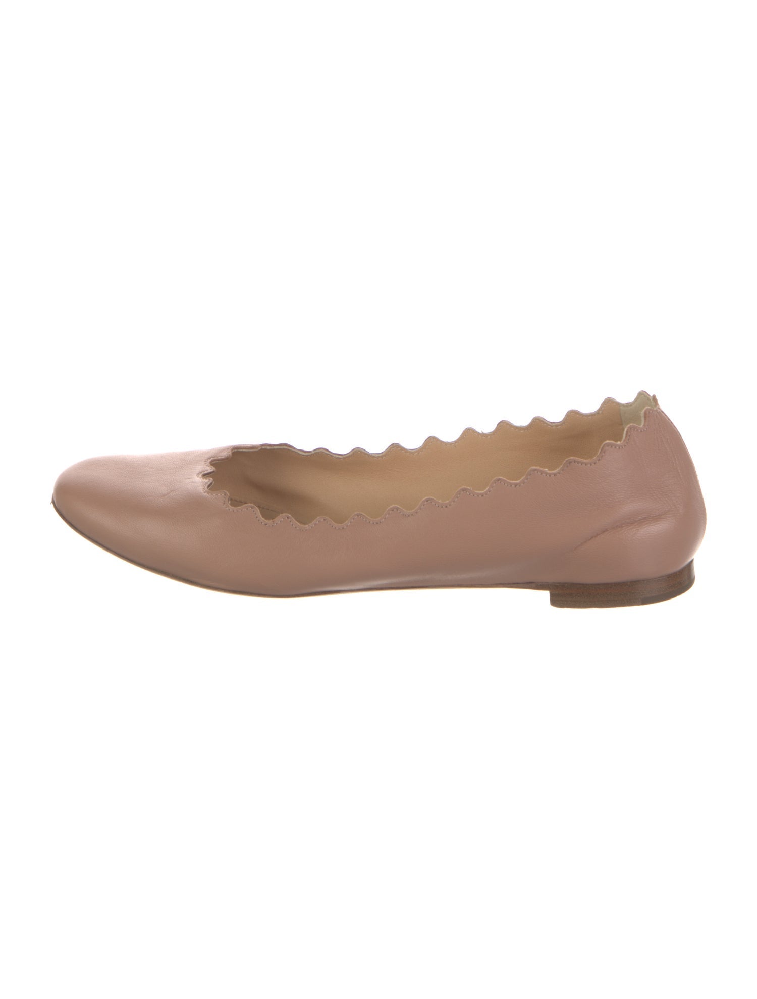 Chloé Leather Scalloped Accent Ballet Flats
