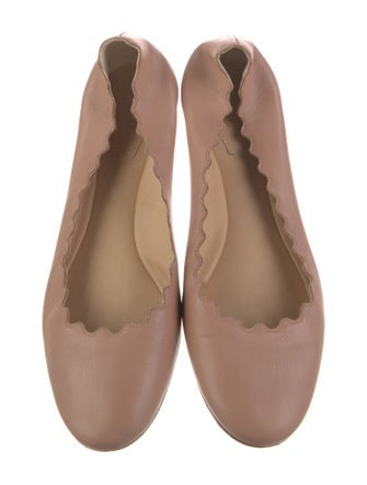 Chloé Leather Scalloped Accent Ballet Flats