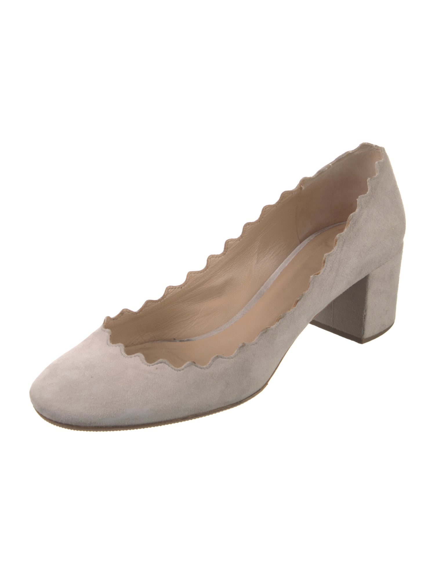 Chloé Suede Scalloped Accent Pumps
