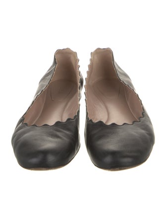 Chloé Leather Scalloped Accent Ballet Flats