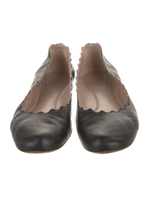 Chloé Leather Scalloped Accent Ballet Flats