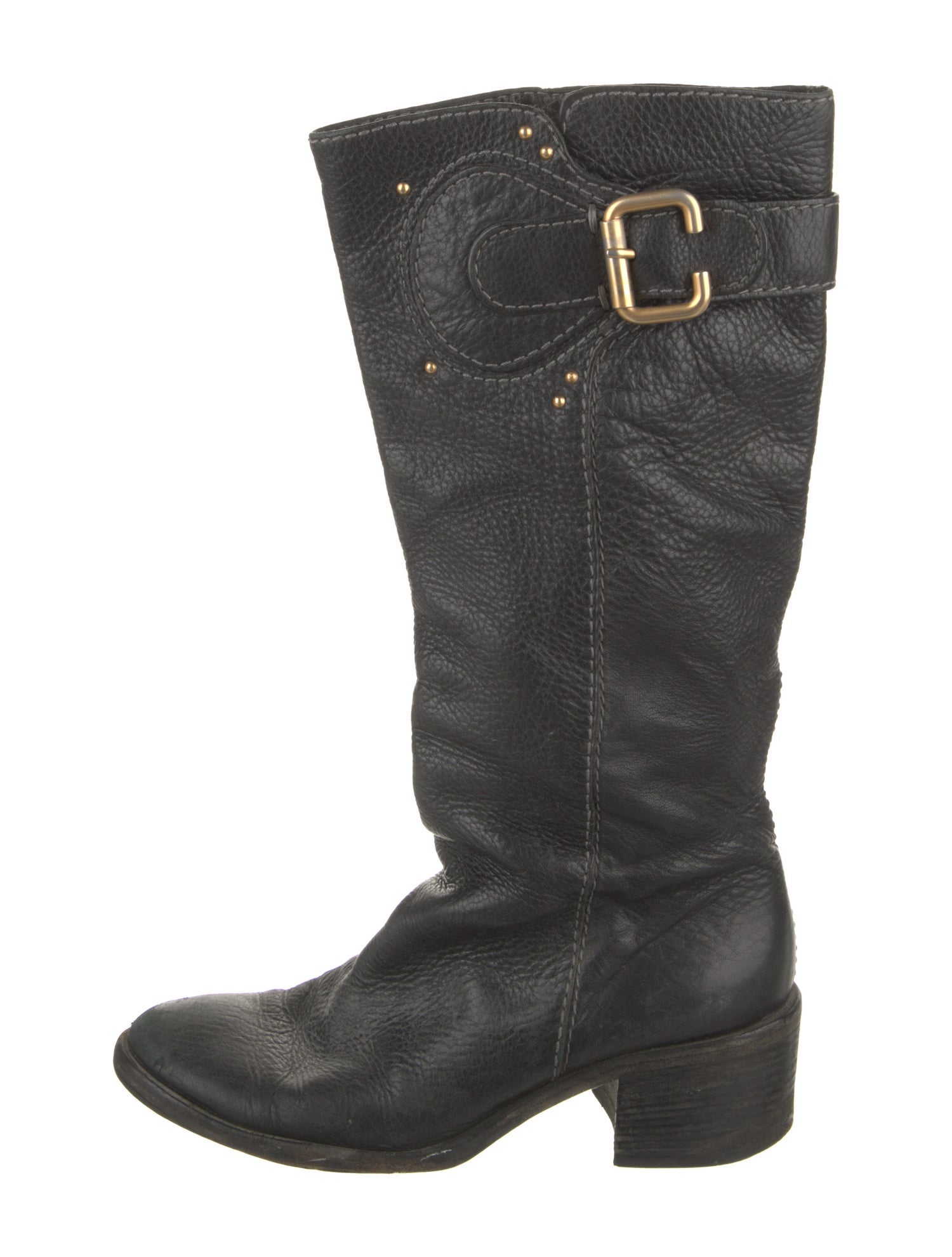 Chloé Leather Studded Accents Riding Boots