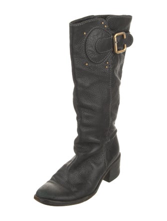 Chloé Leather Studded Accents Riding Boots