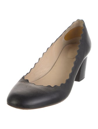 Chloé Leather Scalloped Accent Pumps