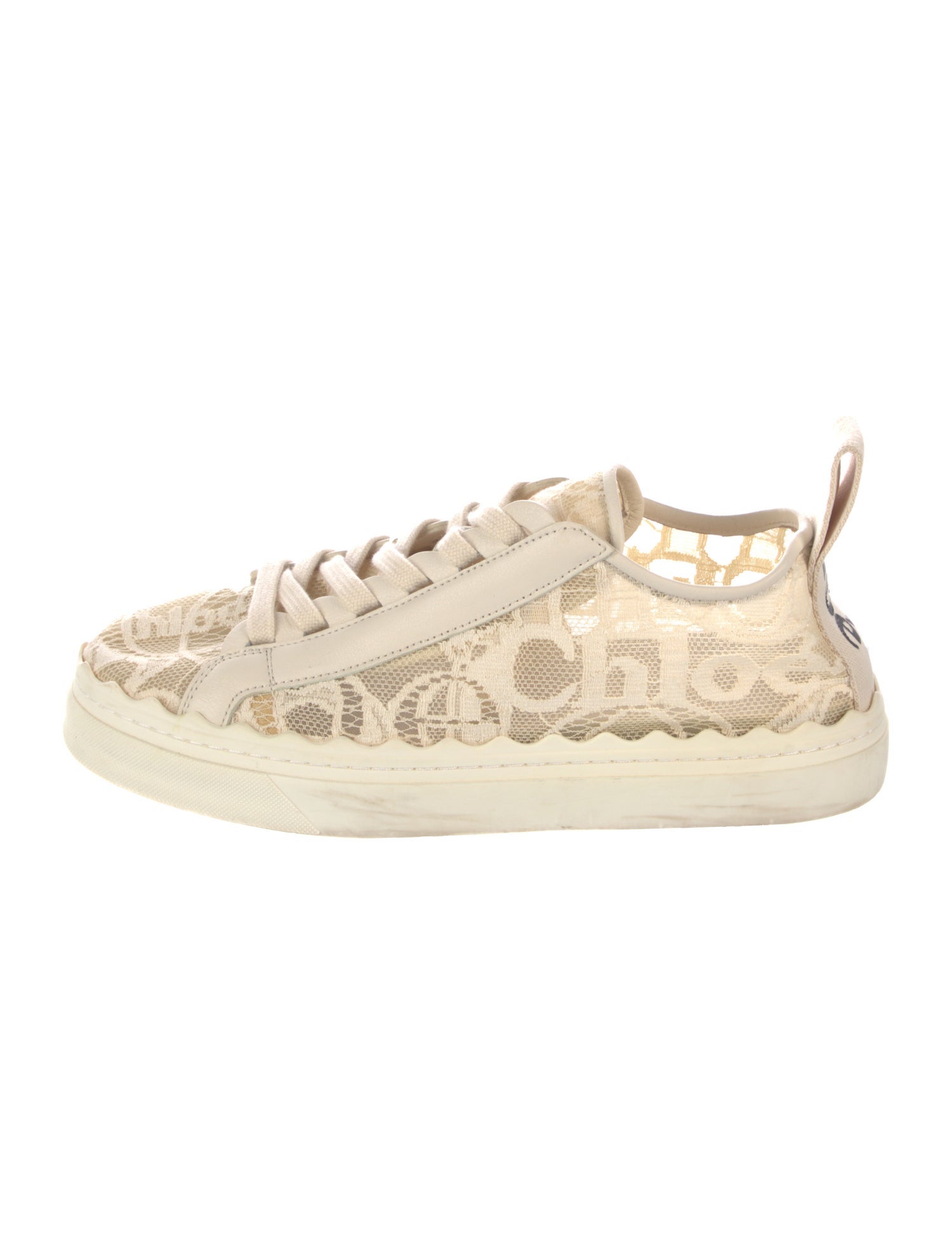 Chloé Lace Pattern Lace Trim Embellishment Sneakers