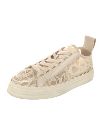 Chloé Lace Pattern Lace Trim Embellishment Sneakers
