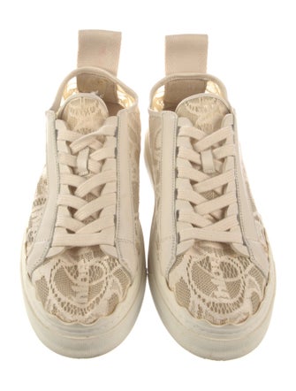 Chloé Lace Pattern Lace Trim Embellishment Sneakers