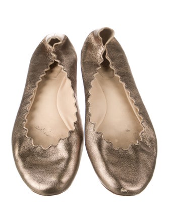 Chloé Leather Scalloped Accent Ballet Flats