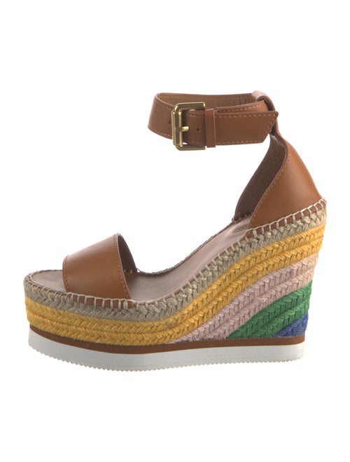 Chloé Leather Raw-Edge Trim Espadrilles
