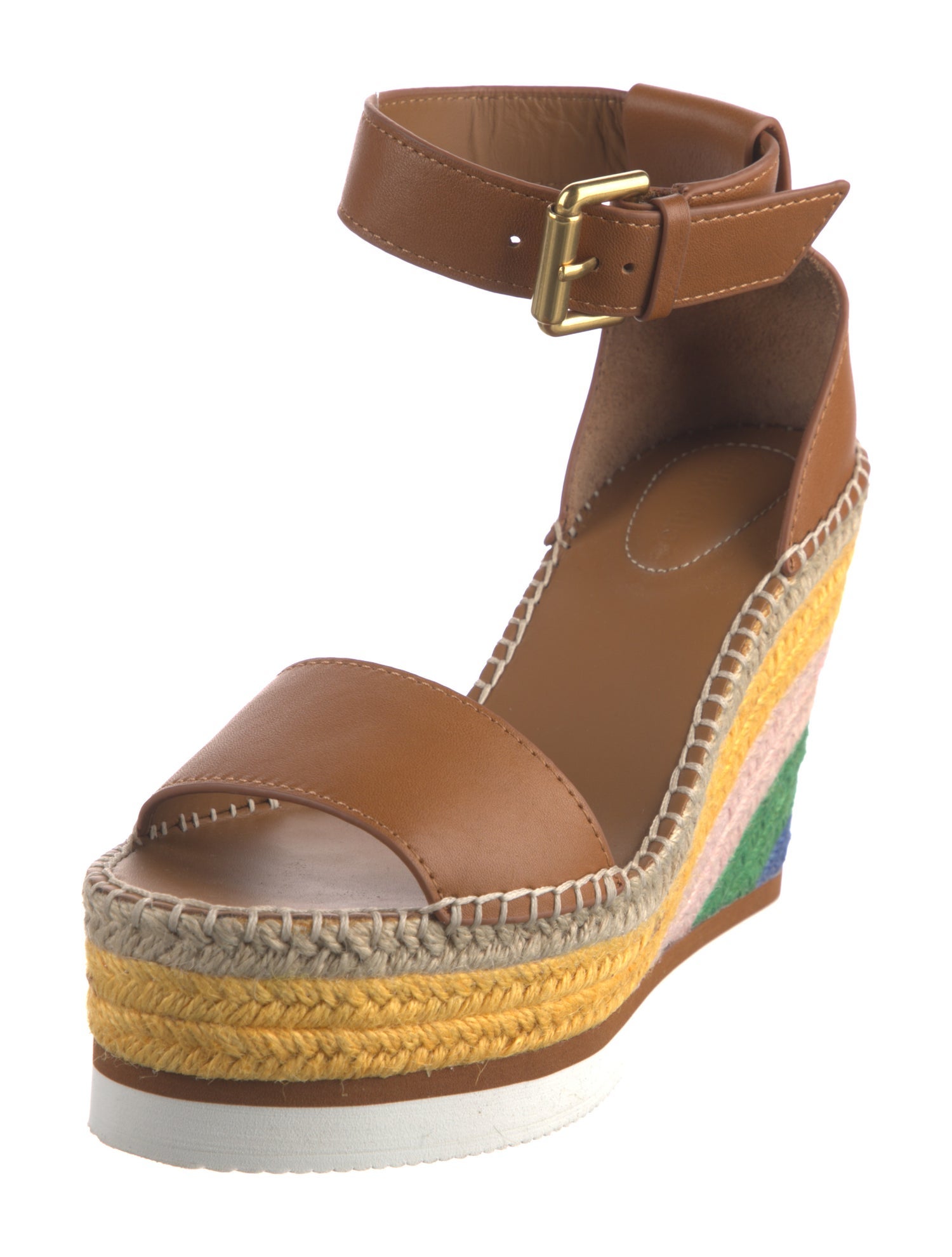 Chloé Leather Raw-Edge Trim Espadrilles