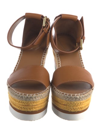 Chloé Leather Raw-Edge Trim Espadrilles