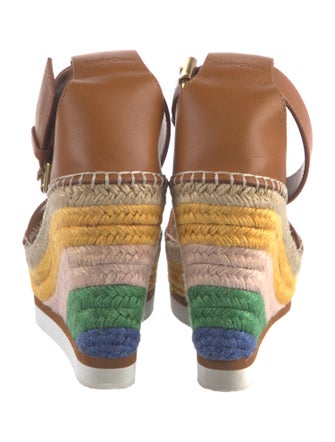 Chloé Leather Raw-Edge Trim Espadrilles