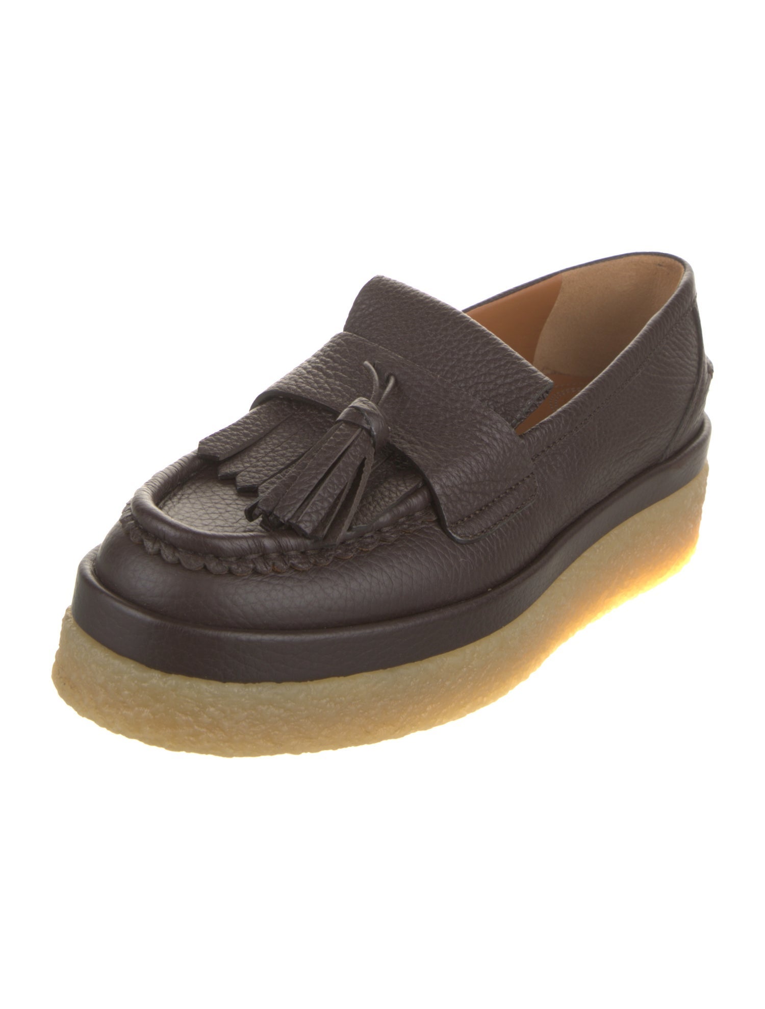 Chloé Leather Tassel Accents Loafers