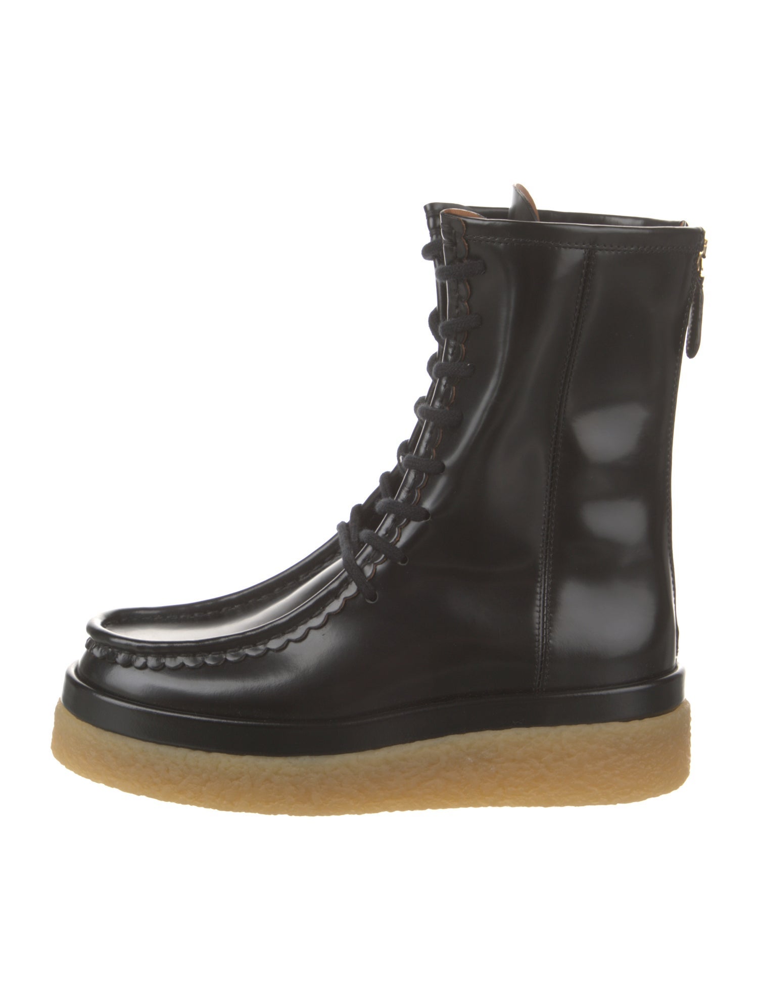 Chloé Leather Colorblock Pattern Rain Boots