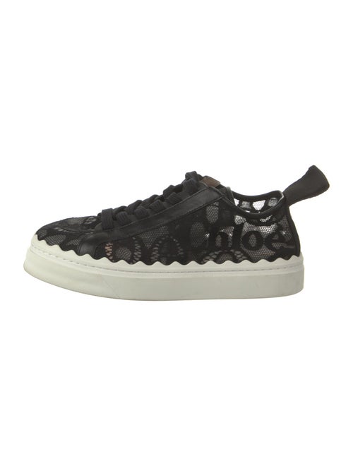Chloé Lace Leather Trim Embellishment Sneakers