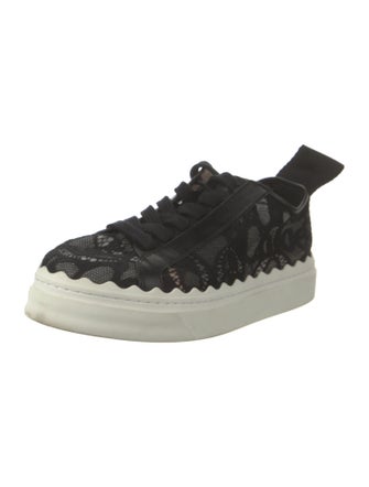 Chloé Lace Leather Trim Embellishment Sneakers