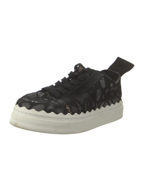 Chloé Lace Leather Trim Embellishment Sneakers