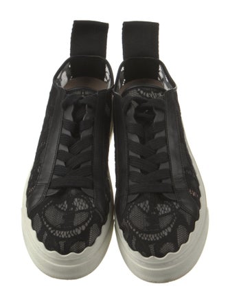 Chloé Lace Leather Trim Embellishment Sneakers