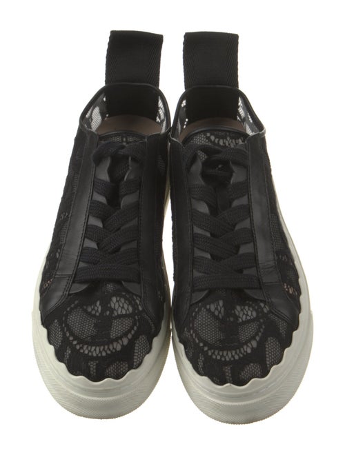 Chloé Lace Leather Trim Embellishment Sneakers