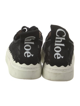 Chloé Lace Leather Trim Embellishment Sneakers