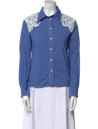 Chloé Plaid Print Long Sleeve Button-Up Top