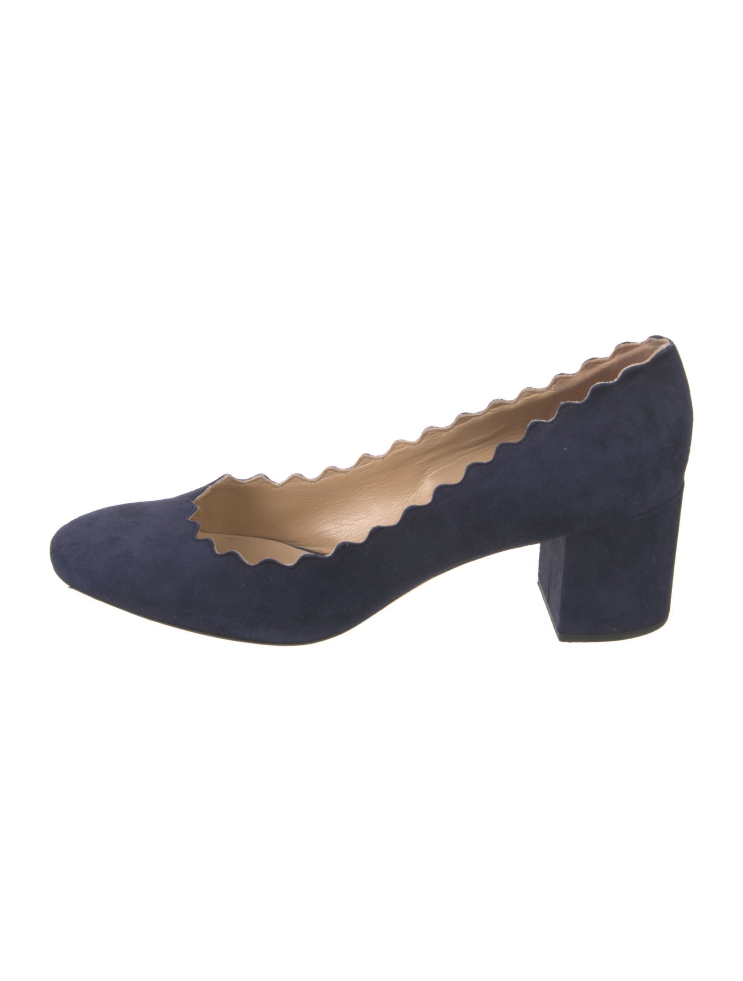 Chloé Suede Scalloped Accent Pumps