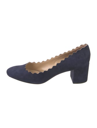 Chloé Suede Scalloped Accent Pumps