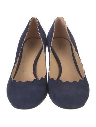Chloé Suede Scalloped Accent Pumps