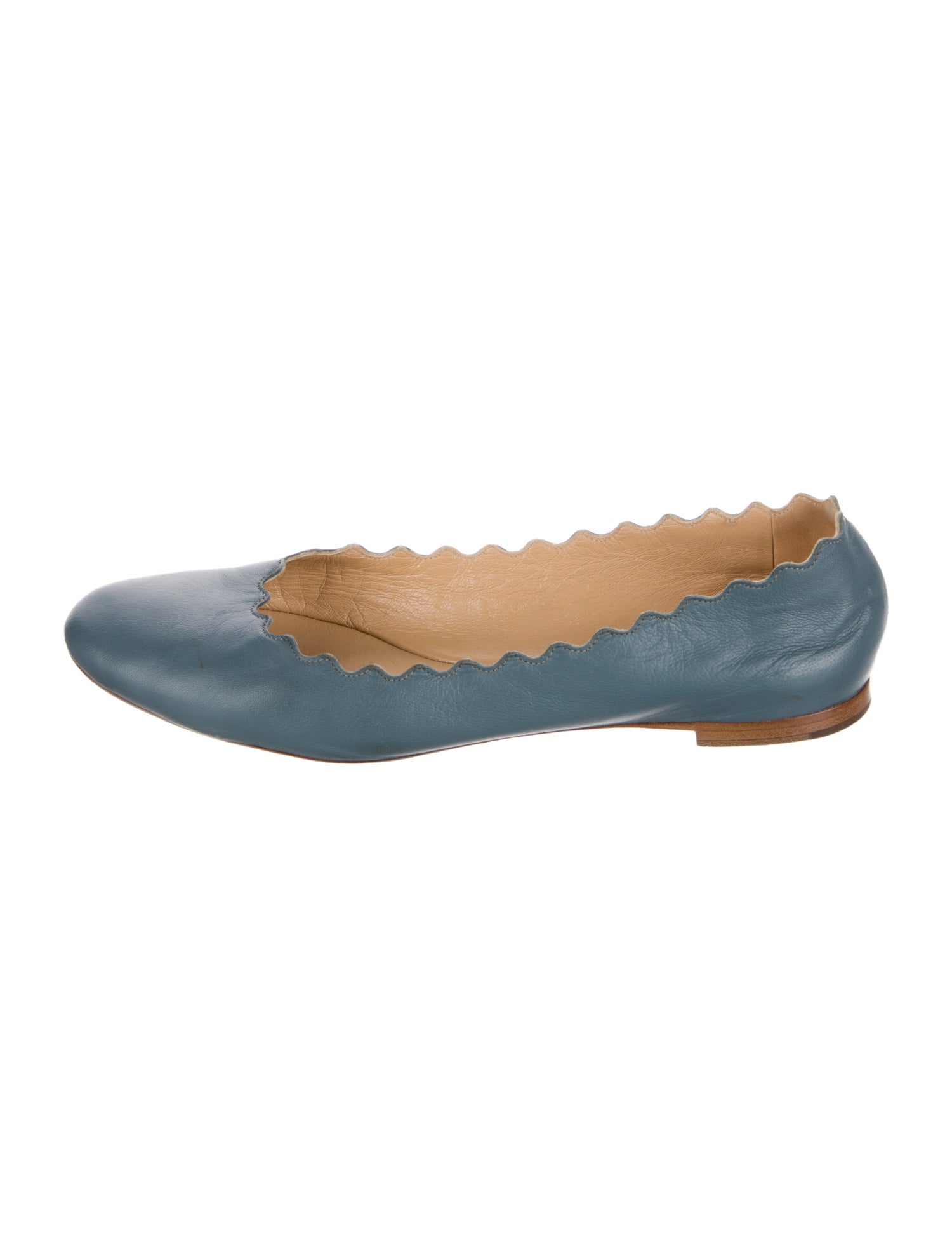 Chloé Leather Scalloped Accent Ballet Flats