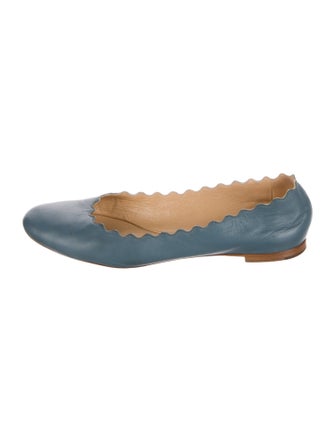 Chloé Leather Scalloped Accent Ballet Flats