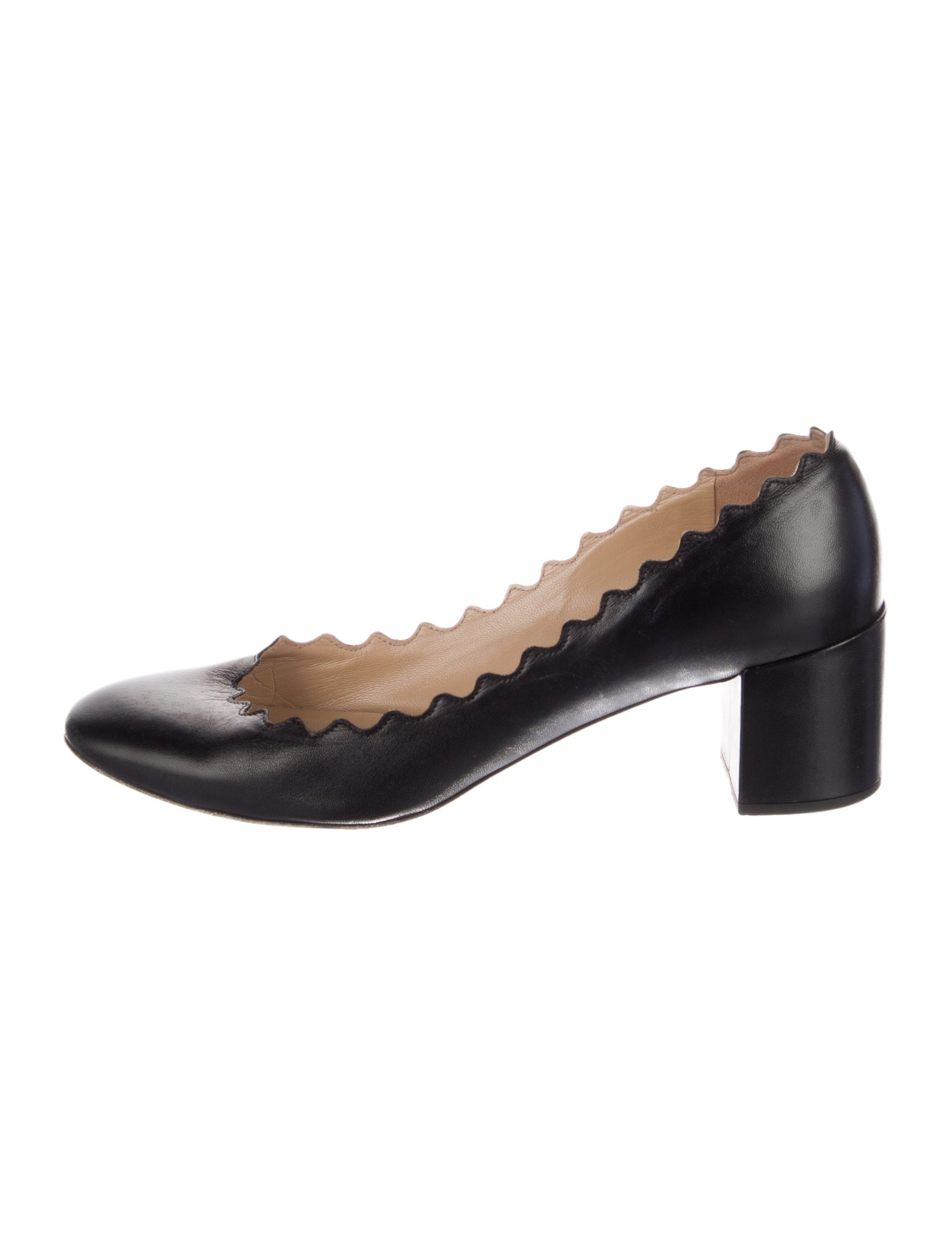 Chloé Leather Scalloped Accent Pumps