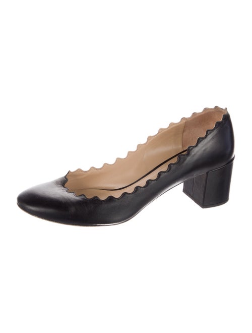 Chloé Leather Scalloped Accent Pumps