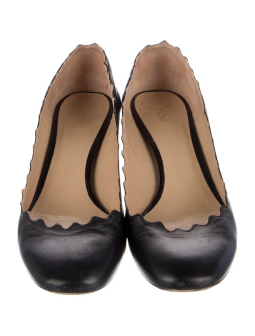 Chloé Leather Scalloped Accent Pumps