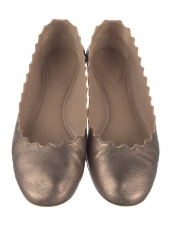 Chloé Leather Scalloped Accent Ballet Flats